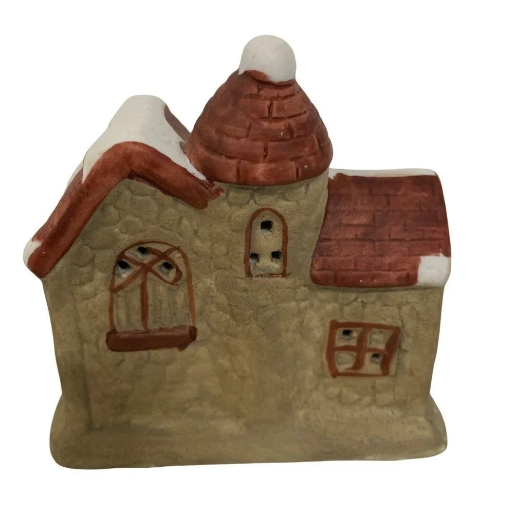 Miniature Christmas‎ Holiday House Castle Ceramic Primitive